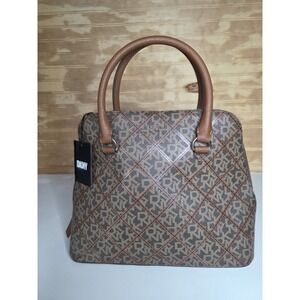 DKNY "Bryant" Dome Satchel In Monogram Brown New with Tag Bag Purse